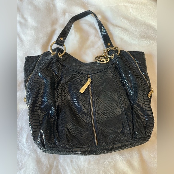 Michael Kors Black Faux Snake Skin Shoulder Bag - Picture 10 of 13